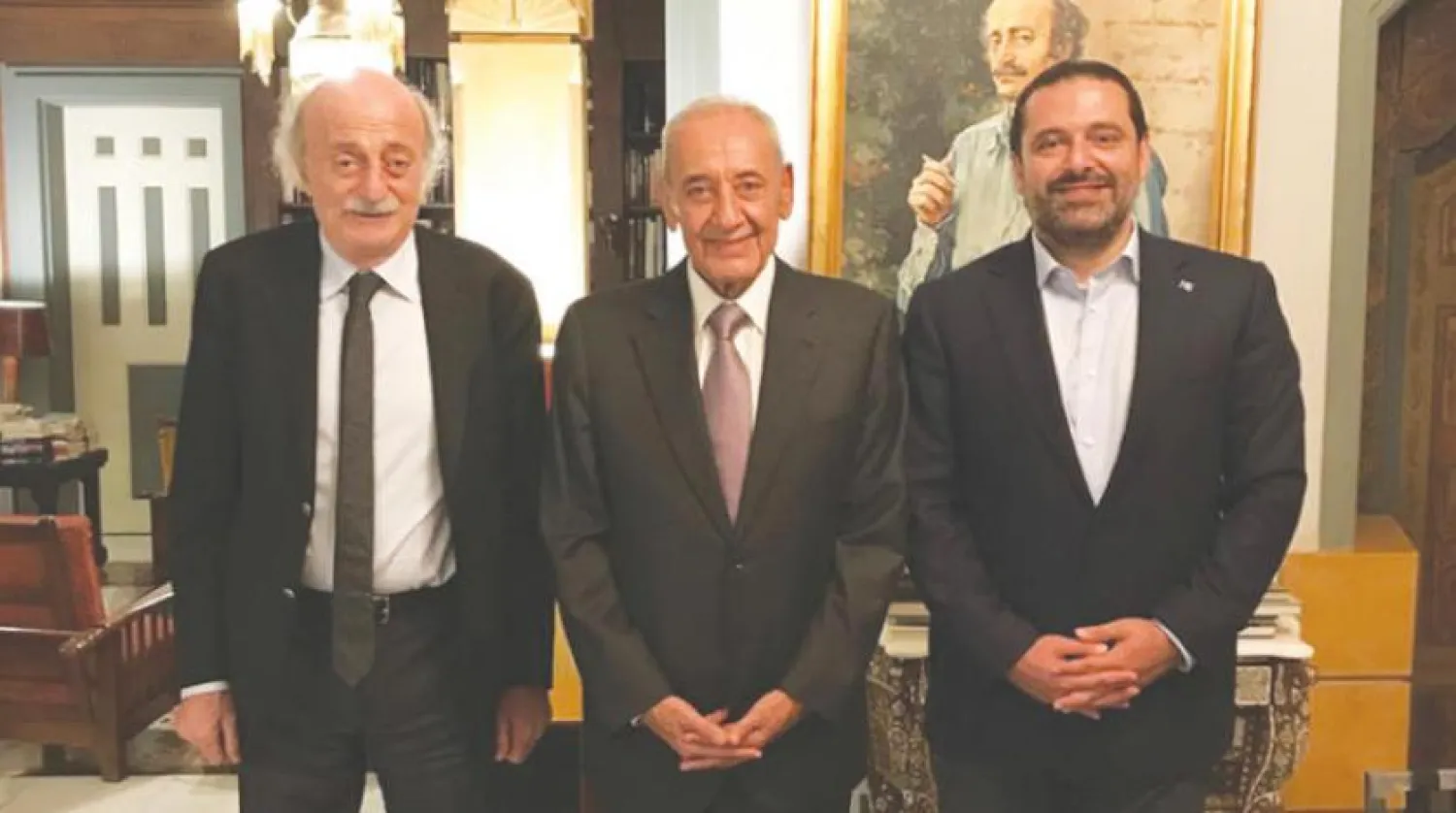 File Photo of Jumblatt, Speaker Nabih Berri and Saad Hariri