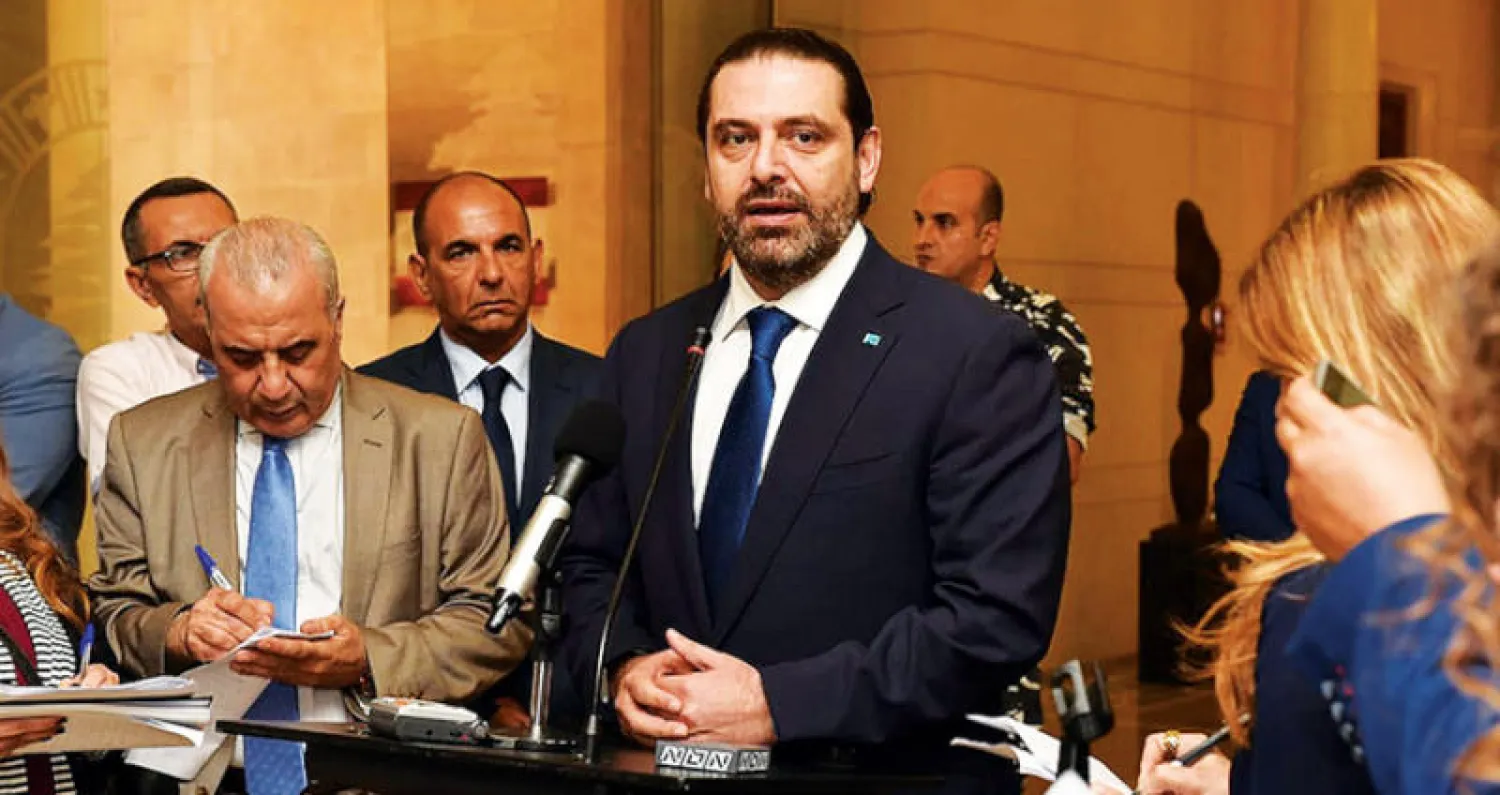 رئيس الحكومة اللبنانية المكلف سعد الحريري يتحدث إلى الصحافيين في ختام الاستشارات أمس