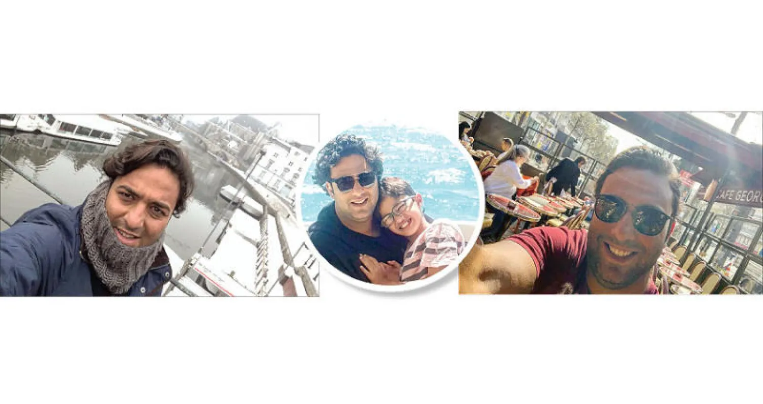 في باريس - مع ابنه هاشم في الجونة - في مدينة غنت البلجيكية