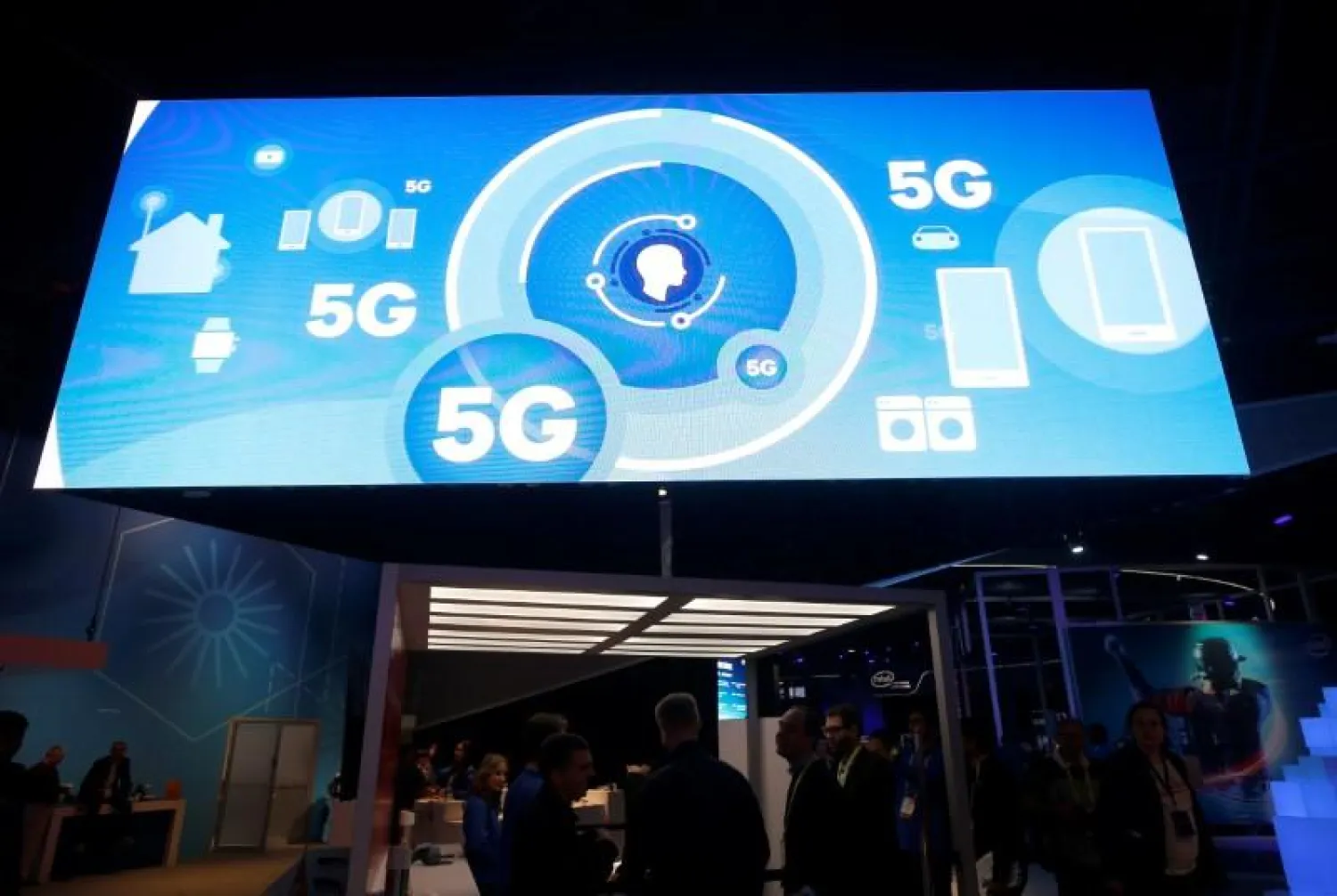 A video promotes the 5G mobile wireless standard at the Qualcomm booth during the 2017 CES in Las Vegas, Nevada January 6, 2017. REUTERS/Steve 
