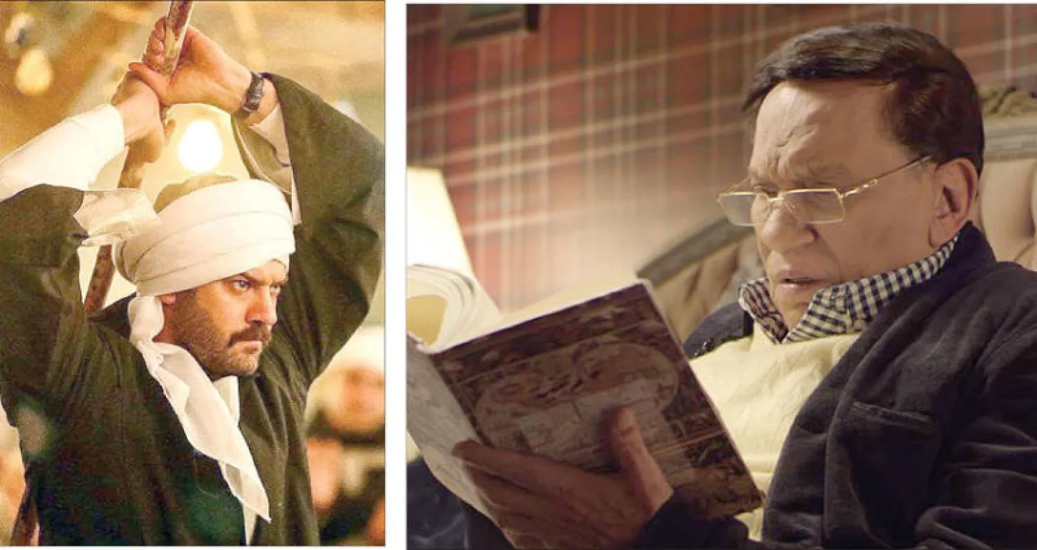 عادل إمام في لقطة من مسلسل «عوالم خفية» - عمرو يوسف في لقطة مسلسل «طايع»