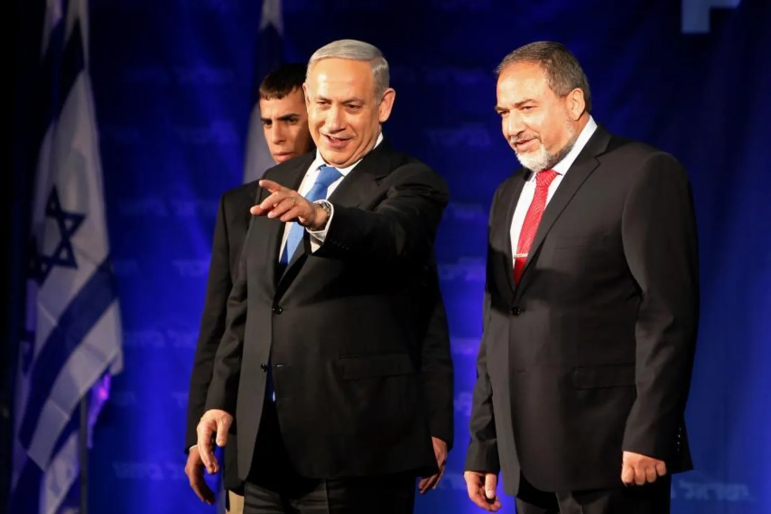 Israeli Prime Minister Benjamin Netanyahu and Defense Minister Avigdor Lieberman in Tel Aviv. (Reuters)

