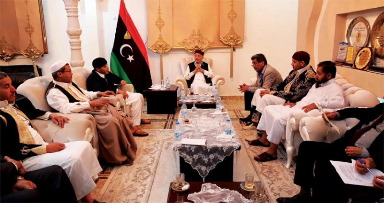 عقيلة صالح خلال اجتماع ترتيبات عمل الحكومة والمصرف المركزي