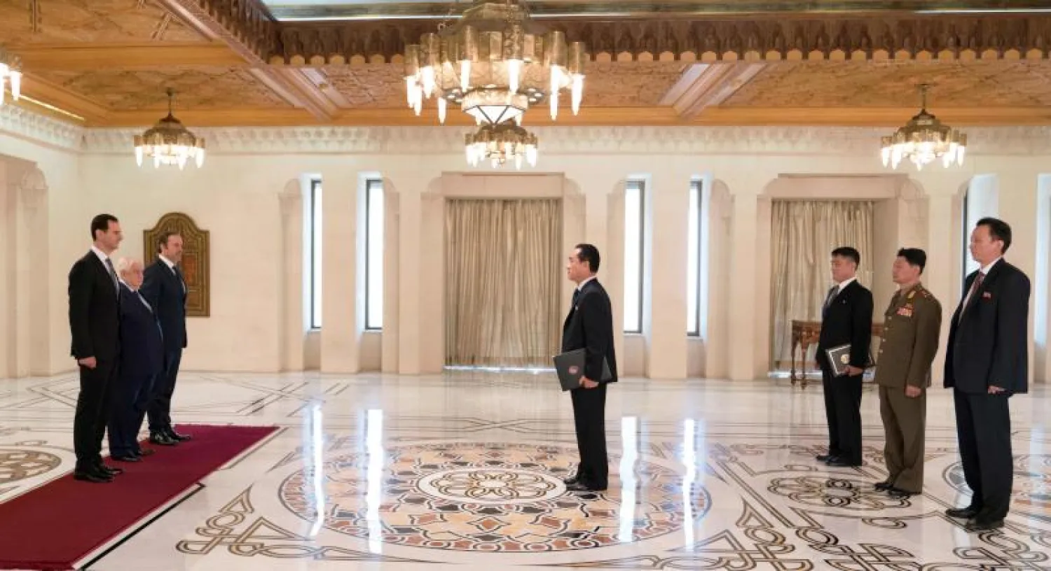 مون جونغ نام يقدم أوراق اعتماده سفير كوريا الشمالية لدى سوريا (أ.ف.ب)