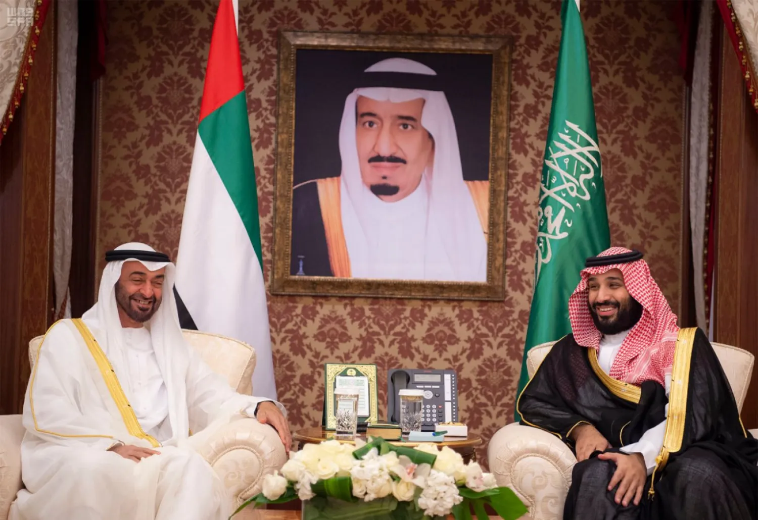 Crown Prince and Deputy Prime Minister and Minister of Defense, Prince Mohammed bin Salman, and Abu Dhabi Crown Prince and Deputy Supreme Commander of the UAE Armed Forces Sheikh Mohammed bin Zayed Al Nahyan (SPA)
