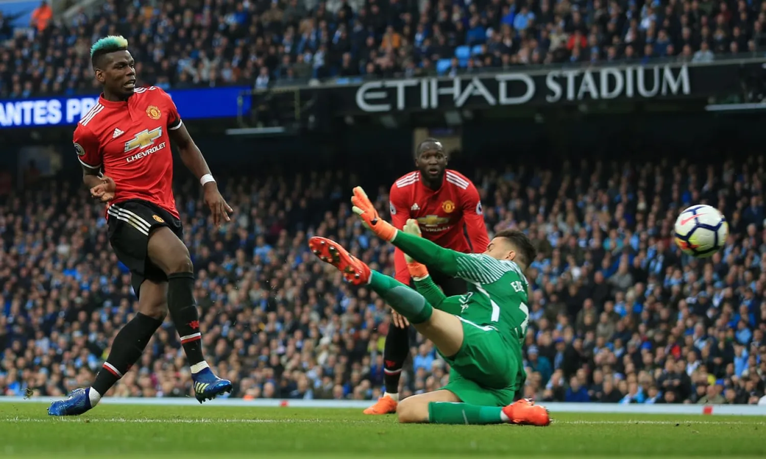A Paul Pogba-inspired Manchester United came back from 2-0 down to win 3-0 at Manchester City back in April. Photograph: Simon Stacpoole/Offside/Getty Images