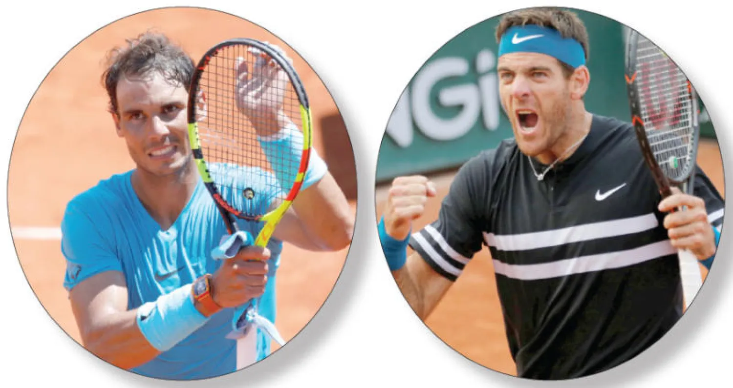 دل بوترو يصرخ فرحاً بتأهله لنصف النهائي (رويترز) - نادال يحتفل بفوزه على شوارتزمان (رويترز)