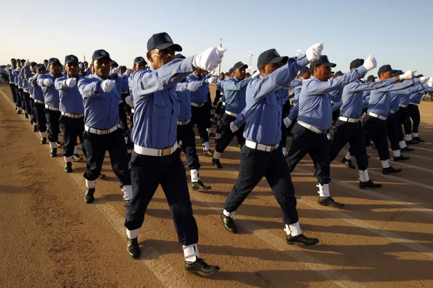 Military cadets from the LNA take part in a parade in the eastern city of Benghazi on May 7, 2018. Abdullah DOMA / AFP