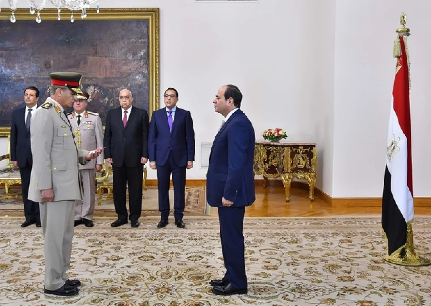 Abdel Fattah al-Sisi at swearing-in of Defense Minister Mohamed Ahmed Zaki on 14 June (Reuters)