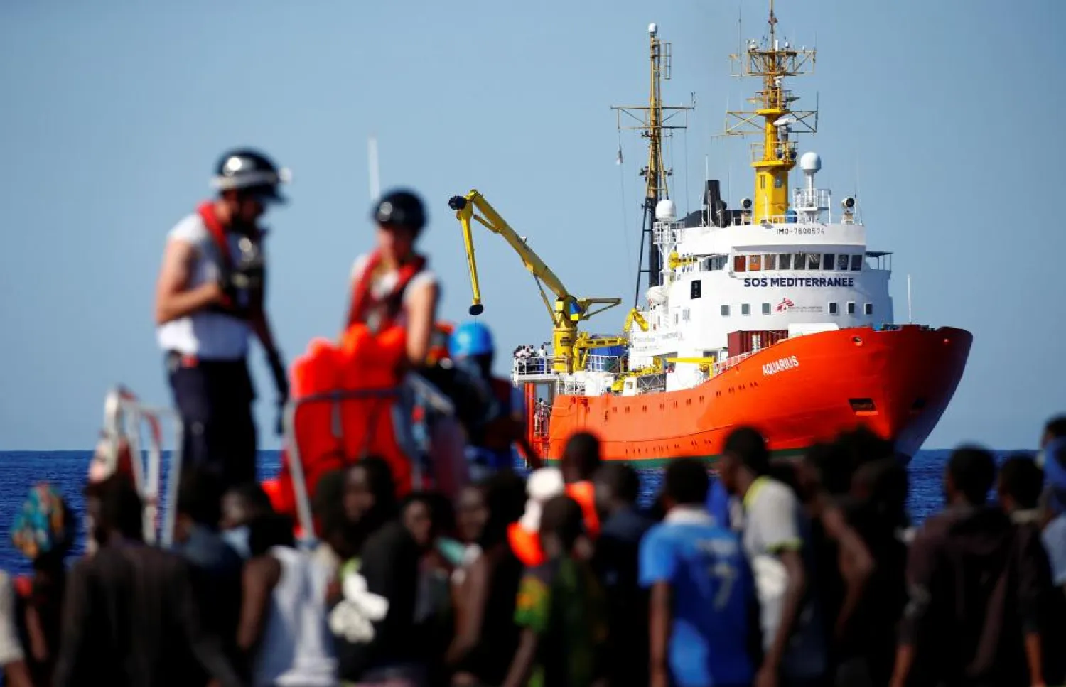 The Aquarius migrant ship docked in Valencia, Spain. (Reuters)