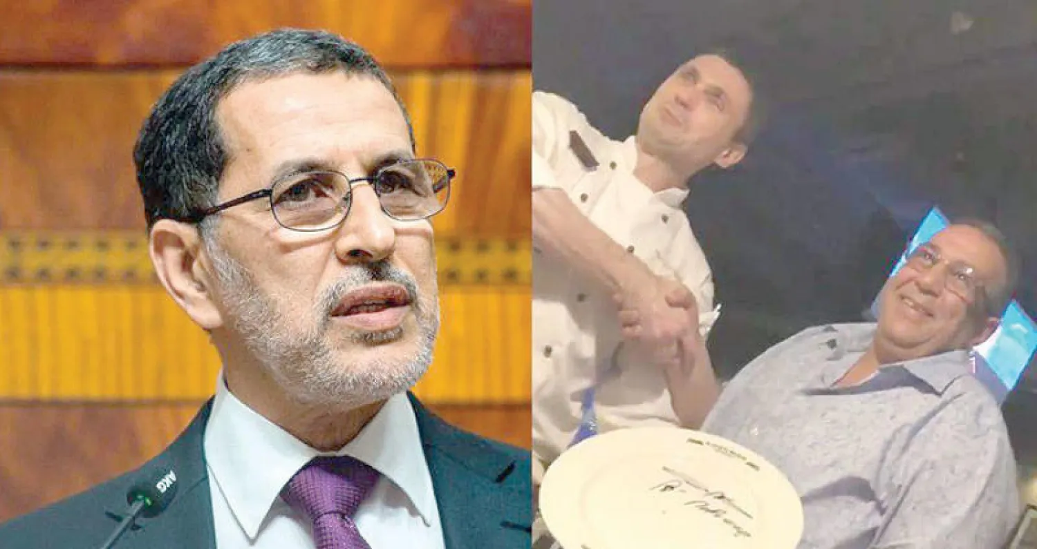 صورة الرجل المغربي الذي انتحل شخصية رئيس الوزراء المغربي (إلى اليسار) للحصول على طاولة في مطعم بروسيا