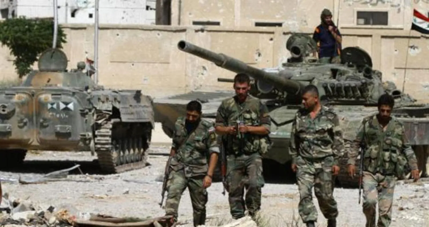 قوات النظام في احد أحياء ريف دمشق.