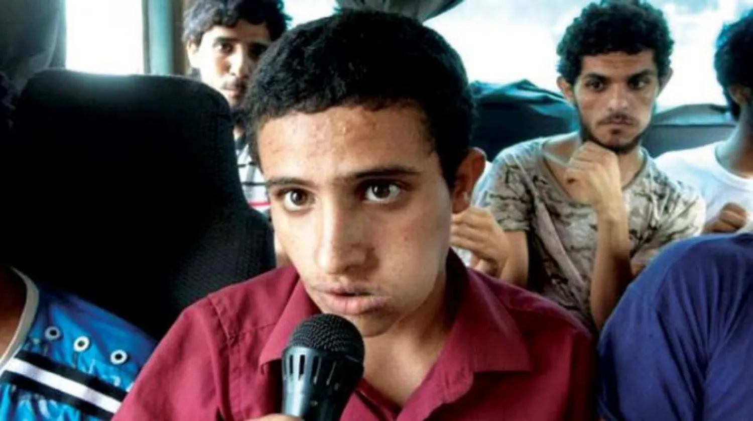 Houthi detainees after their release. (Asharq Al-Awsat)