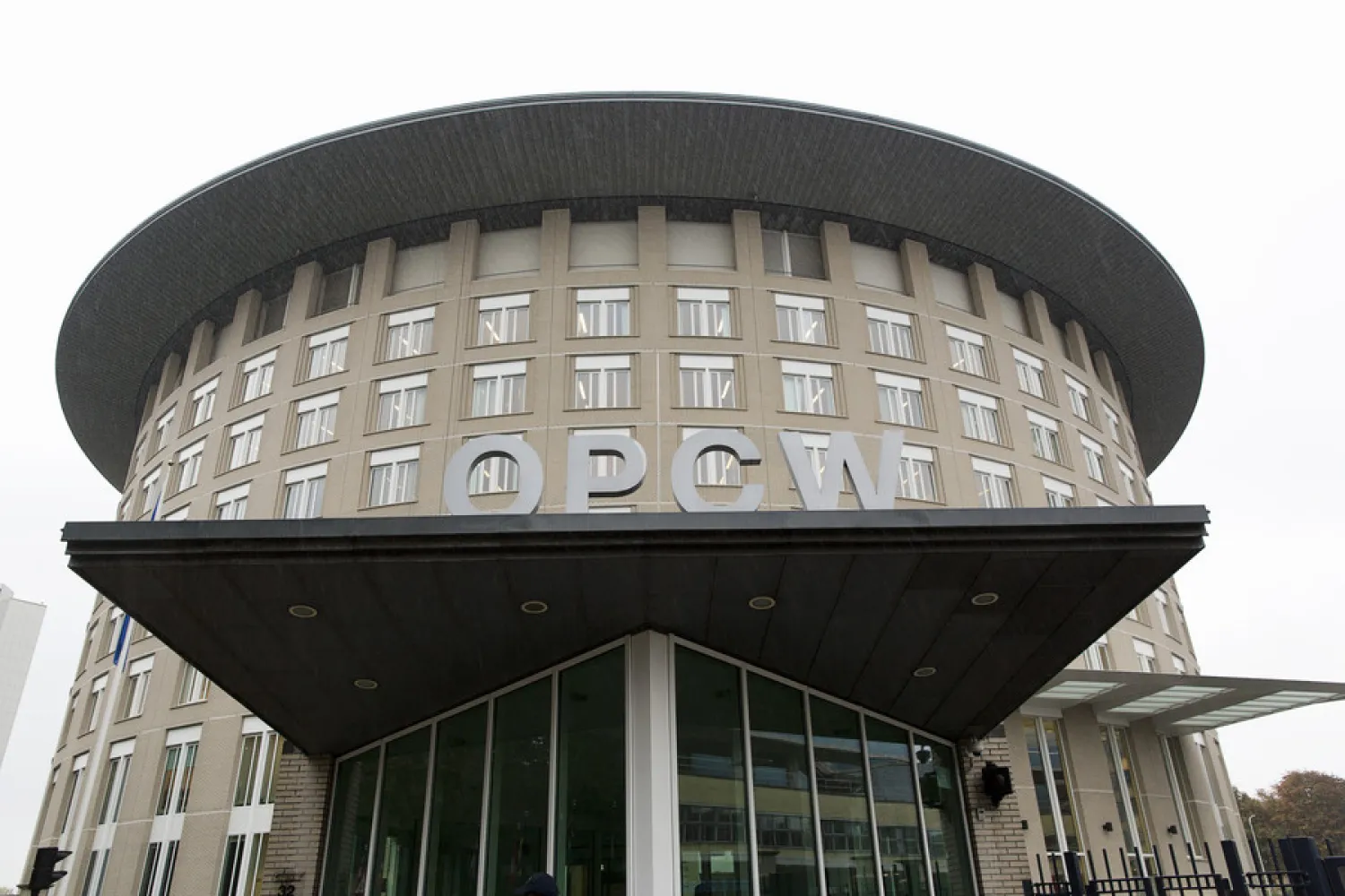 Exterior view of the OPCW headquarters in The Hague. (Reuters)