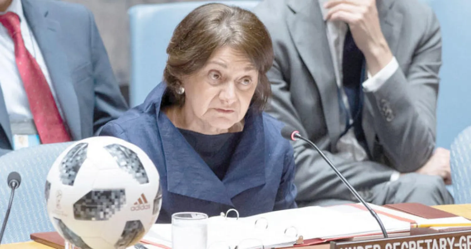 وكيلة الأمين العام للأمم المتحدة للشؤون السياسية روزماري ديكارلو تلقي كلمة حول الاتفاق النووي الإيراني خلال اجتماع مجلس الأمن أول من أمس (موقع الأمم المتحدة)