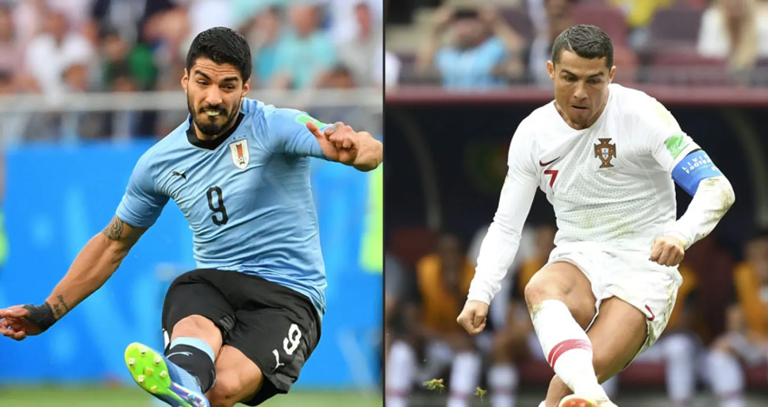 رونالدو وسواريز يواجهان بعضهما في لقاء البرتغال مع أوروغواي في دور الـ16 (أ.ف.ب)