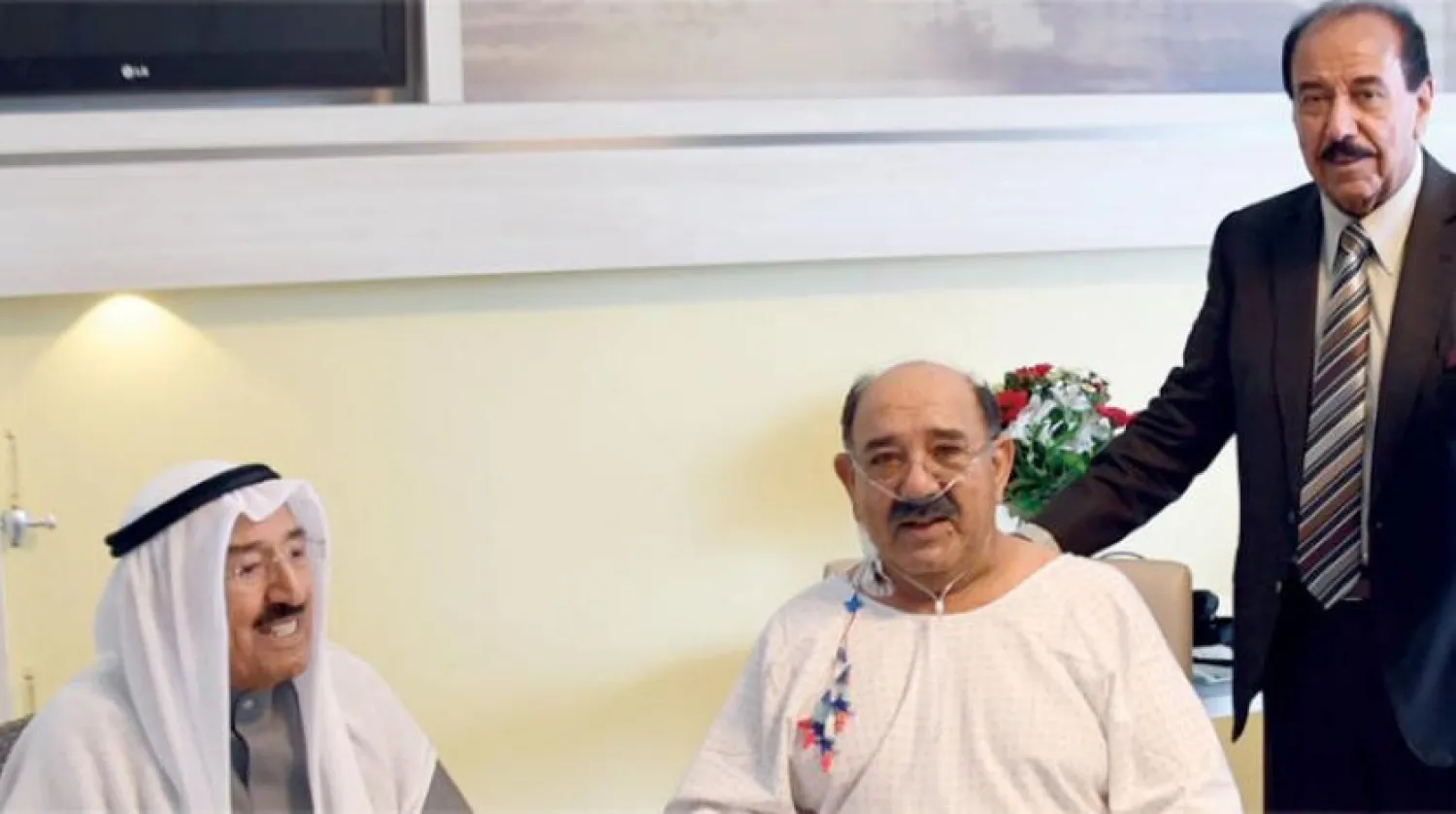 Emir of Kuwait Sheikh Sabah al-Ahmad al-Jaber al-Sabah during his visit to the Minister of Defense Nasser Sabah al-Ahmad in a hospital in Germany. KUNA