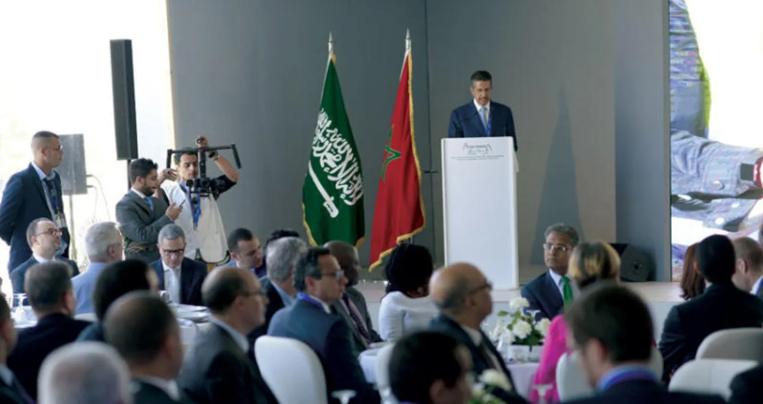 رئيس شركة «أكوا باور» خلال تدشين محطة رياح في المغرب («الشرق الأوسط»)