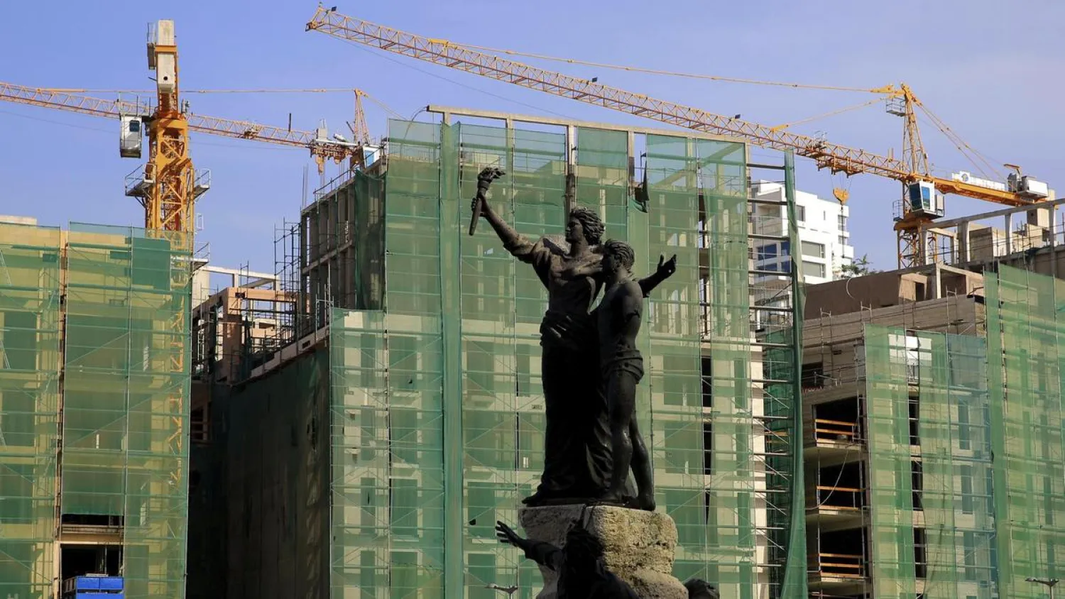 Martyrs Square in Beirut Central District. AP Photo/Hassan Ammar 