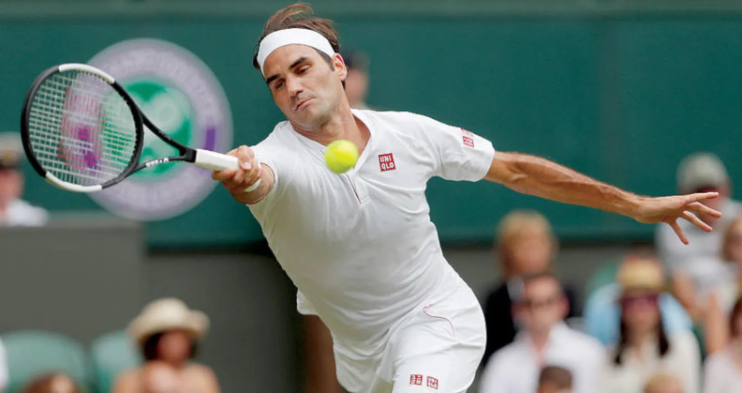 فيدرر أثناء المنافسات أمس («الشرق الأوسط»)