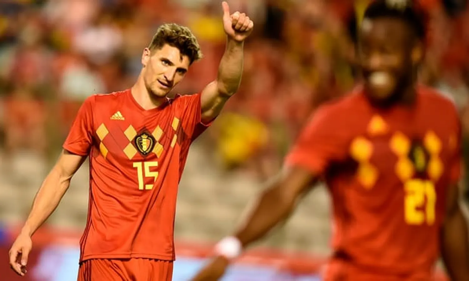  Thomas Meunier idolised Brazilians like Ronaldo and Ronaldinho as a boy and grew up supporting Manchester United. Photograph: John Thys/AFP/Getty Images
