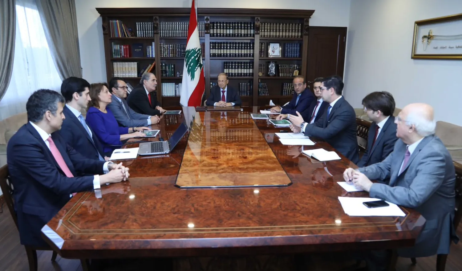 Lebanese President Michel Aoun during meeting with McKinsey and Co (Presidency Official Twitter Account)


