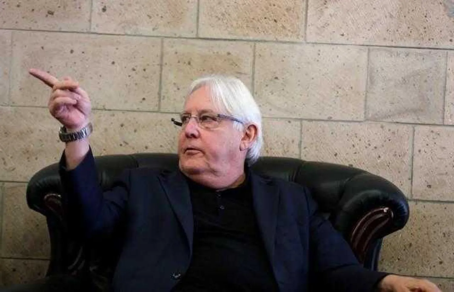 UN envoy to Yemen Martin Griffiths gestures as he arrives in Sanaa, Yemen, July 2, 2018. REUTERS/Khaled Abdullah
