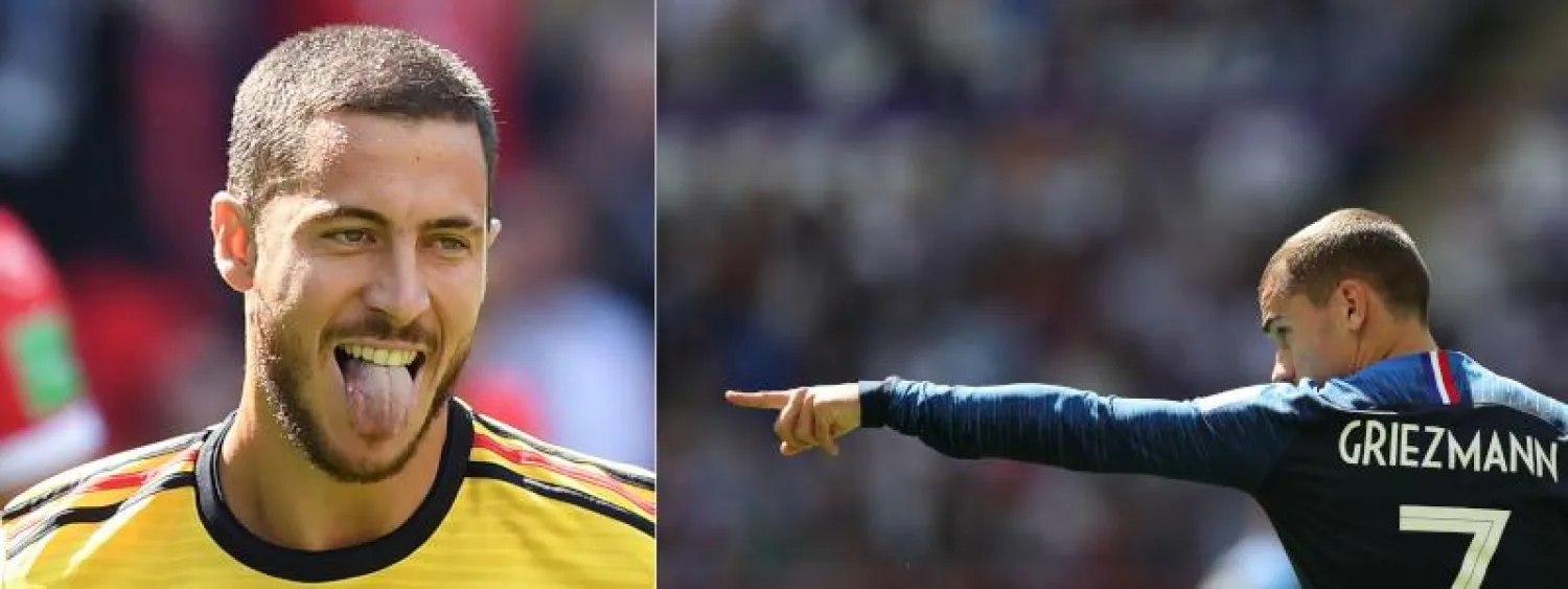 مواجهة بين الفرنسي غريزمان والبلجيكي هازارد يوم الثلاثاء (أ.ف.ب)