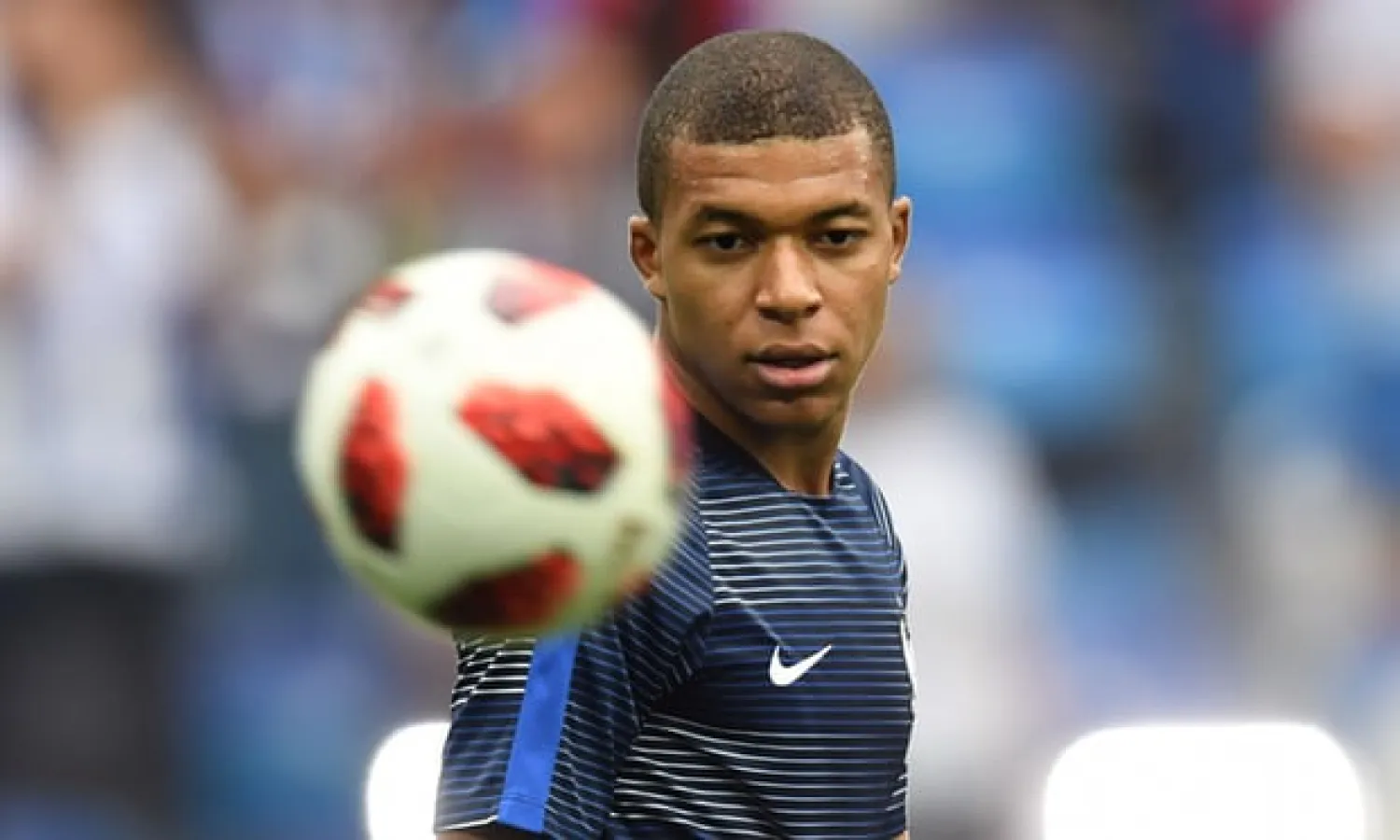  The 19-year-old forward Kylian Mbappé has been told by the France head coach to express himself at the World Cup. Photograph: Kirill Kudryavtsev/AFP/Getty Images
