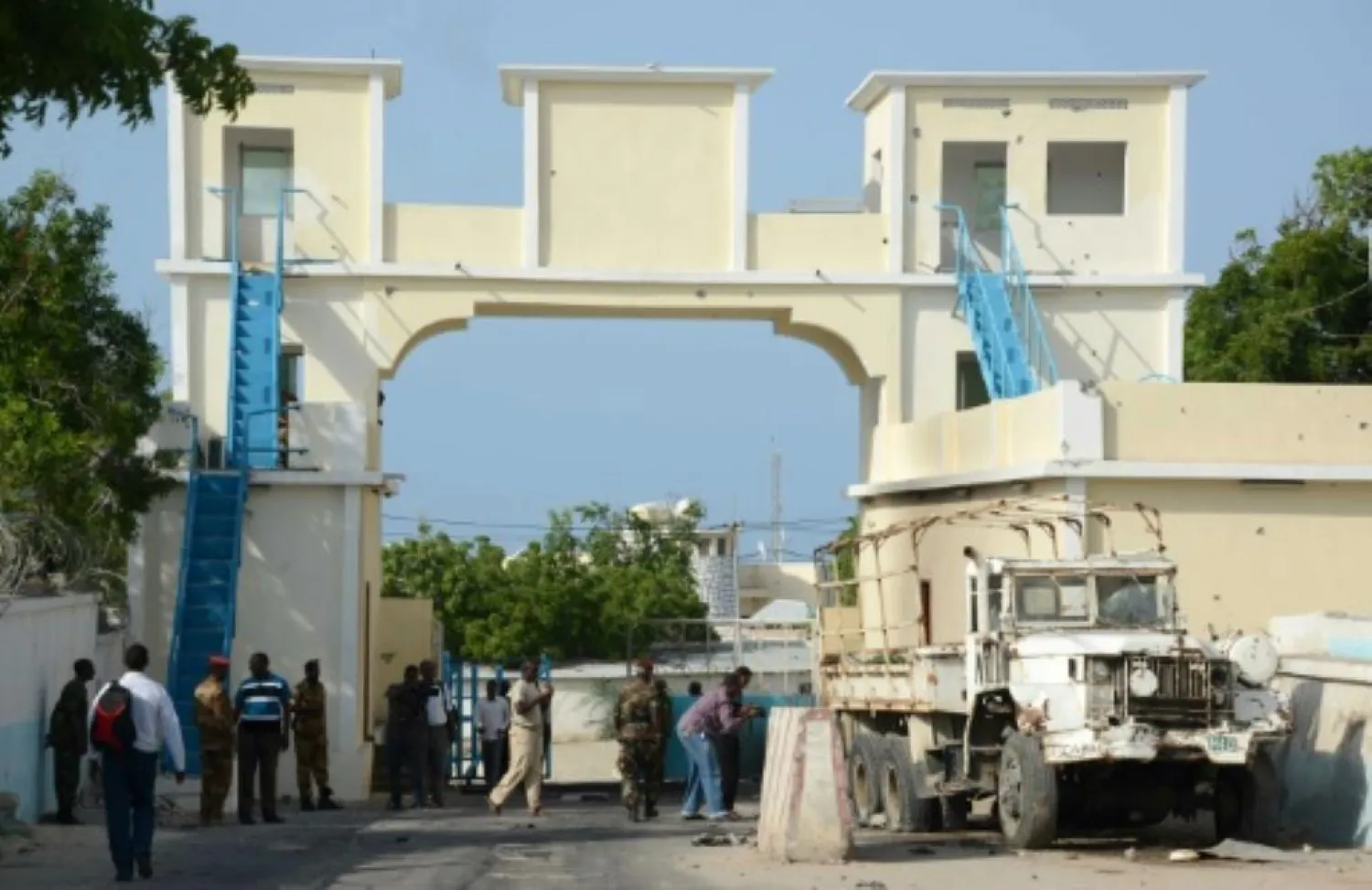 The main entrance to the presidential palace in Mogadishu. (AFP)