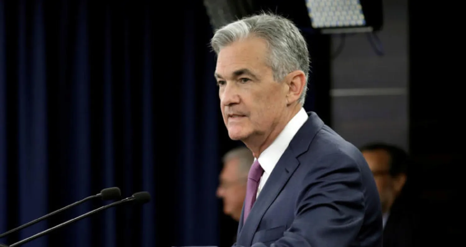 رئيس مجلس الاحتياطي الفيدرالي جيروم باول أثناء مؤتمر صحافي في واشنطن (رويترز)