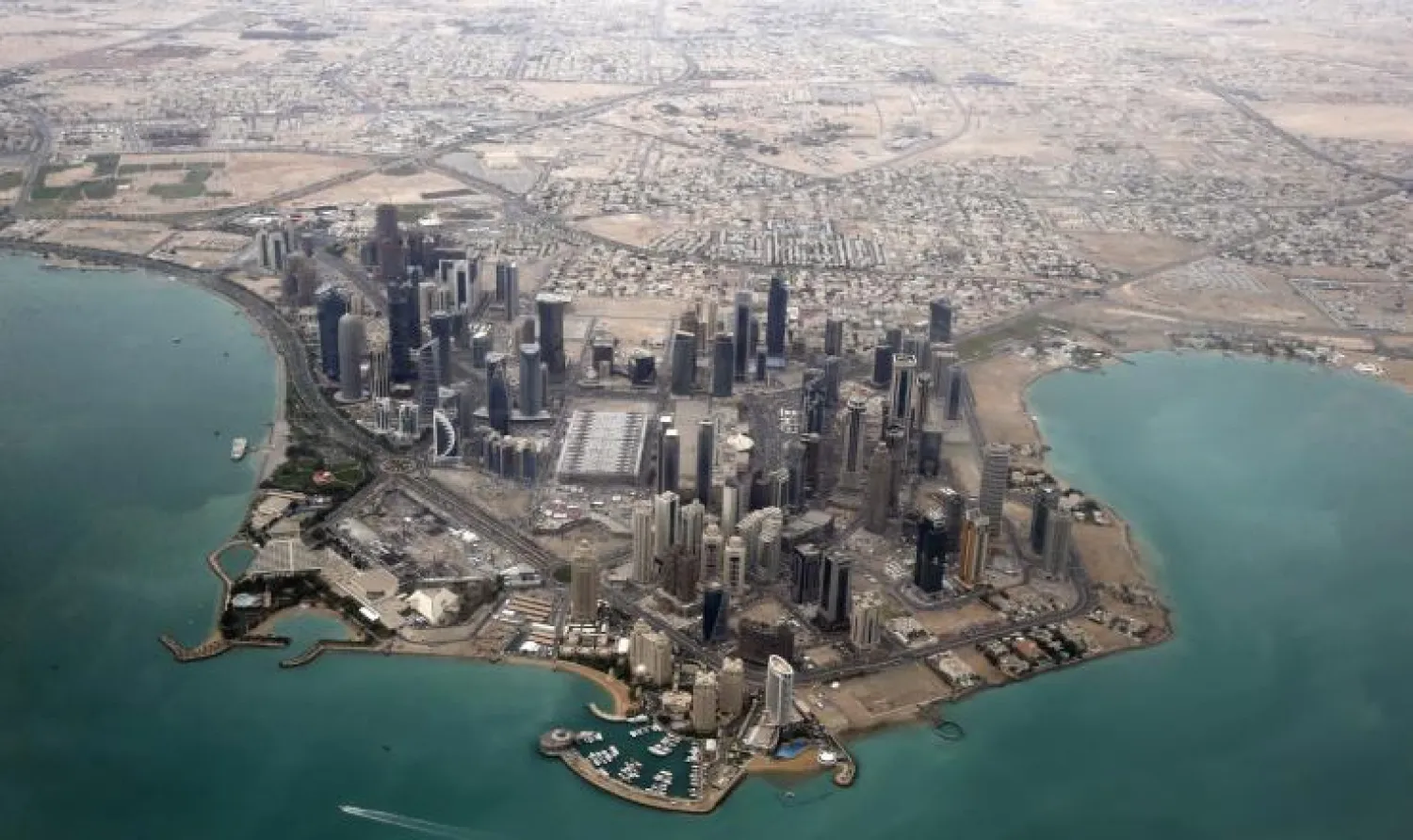 An aerial view of Doha's diplomatic area March 21, 2013. REUTERS/Fadi Al-Assaad/File Photo