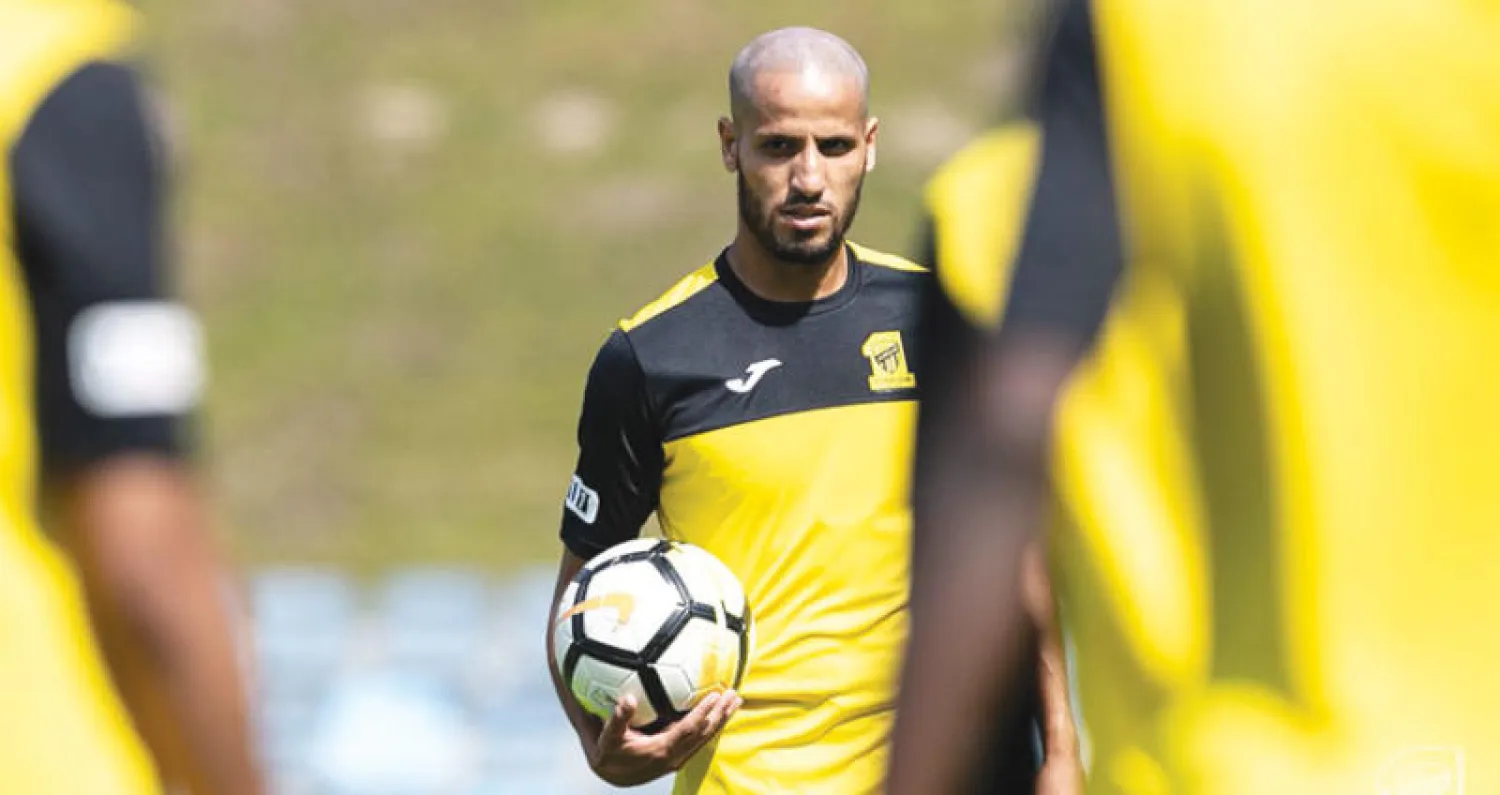 كريم الأحمدي خلال تدريبات الاتحاد الأخيرة («الشرق الأوسط»)