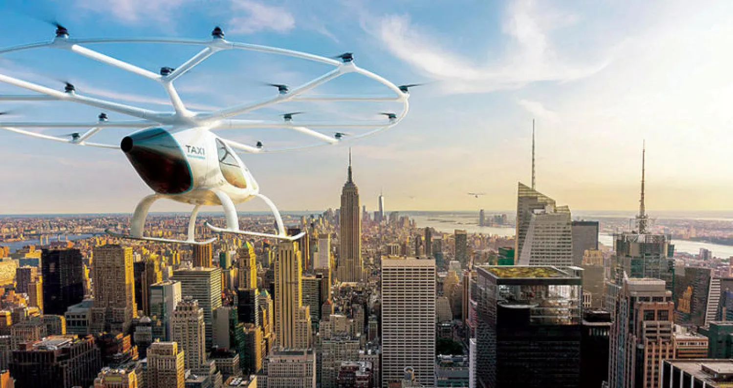 «فولوكوبتر» سيارة الأجرة الطائرة في رسم تخيلي فوق مدينة نيويورك