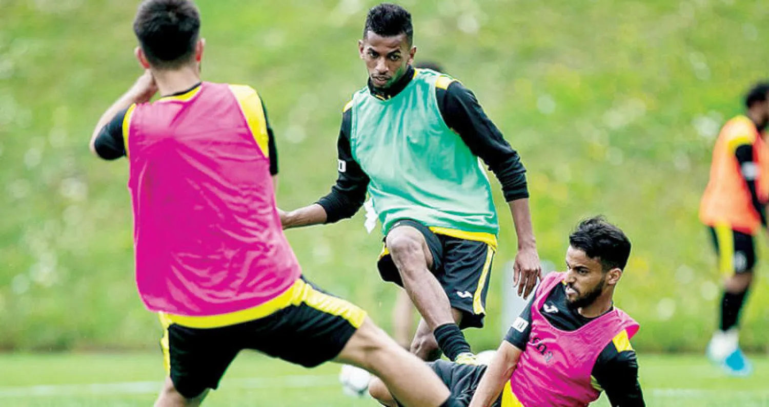 أحمد عسيري خلال تدريب سابق للفريق (المركز الاعلامي لنادي الاتحاد)