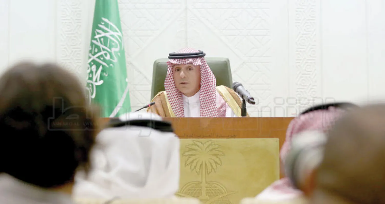 عادل الجبير خلال المؤتمر الصحافي في مقر وزارة الخارجية بالرياض (تصوير: سعد الدوسري)