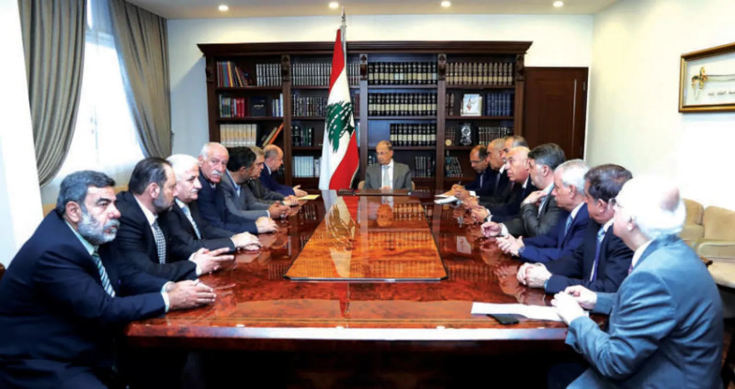 الرئيس عون مجتمعاً مع وفد الاتحاد العمالي العام (دالاتي ونهرا)
