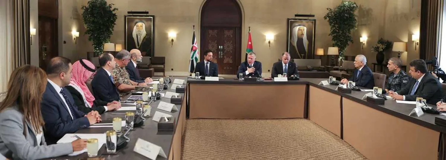 King Abdullah II chairs a National Policies Council (NPC) meeting at the Husseiniya Palace on Sunday/Petra news agency