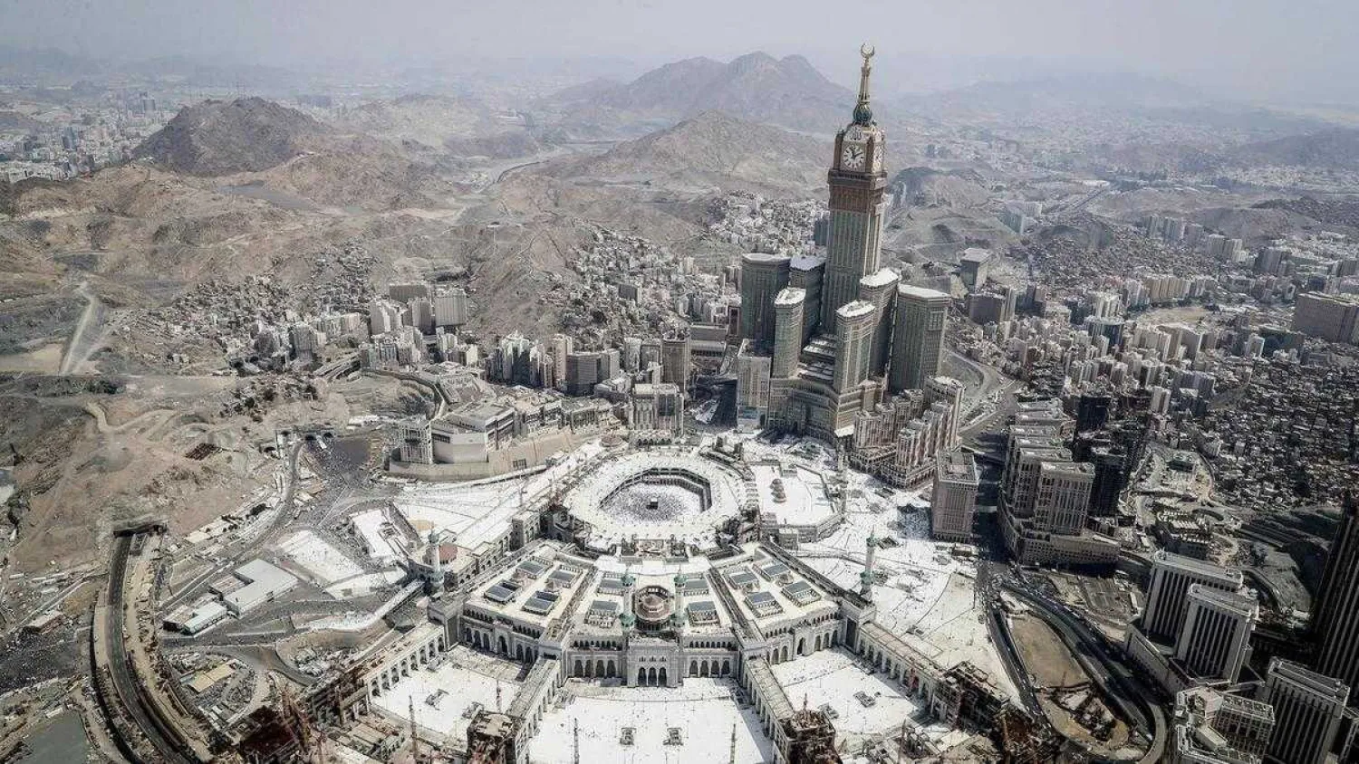 An aerial view of the holy Kaaba and the Grand Mosque compound during the Hajj pilgrimage in Makkah. EPA/MAST IRHA