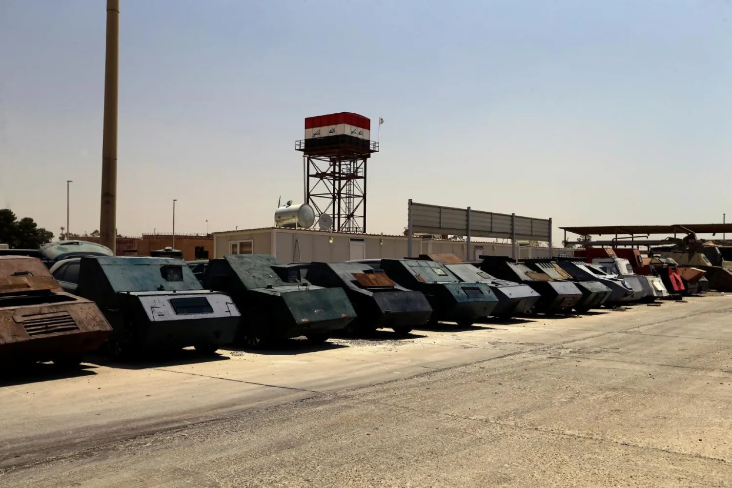 Vehicles used for suicide car bombings, made by ISIS militants, are seen at Federal Police Headquarters after being confiscated in Mosul, Iraq July 13, 2017. REUTERS/Thaier Al-Sudani