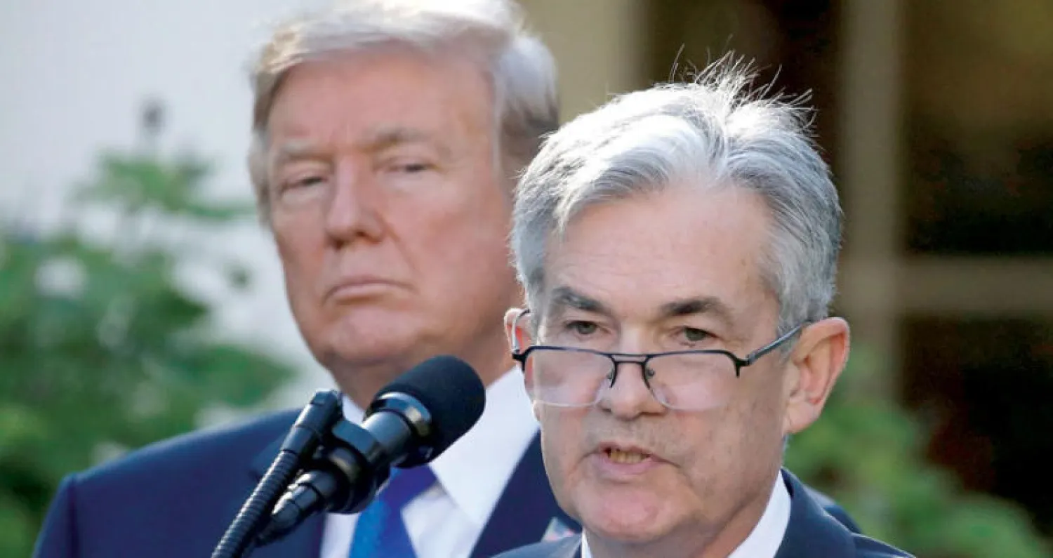 صورة أرشيفية لأول خطاب يوجهه جيروم باول عقب إعلان الرئيس الأميركي دونالد ترمب اختياره رئيساً للفيدرالي (رويترز)