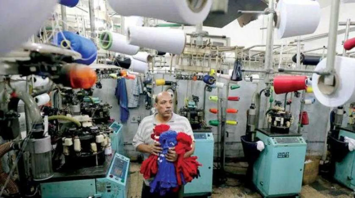 A man at a textile factory in Egypt