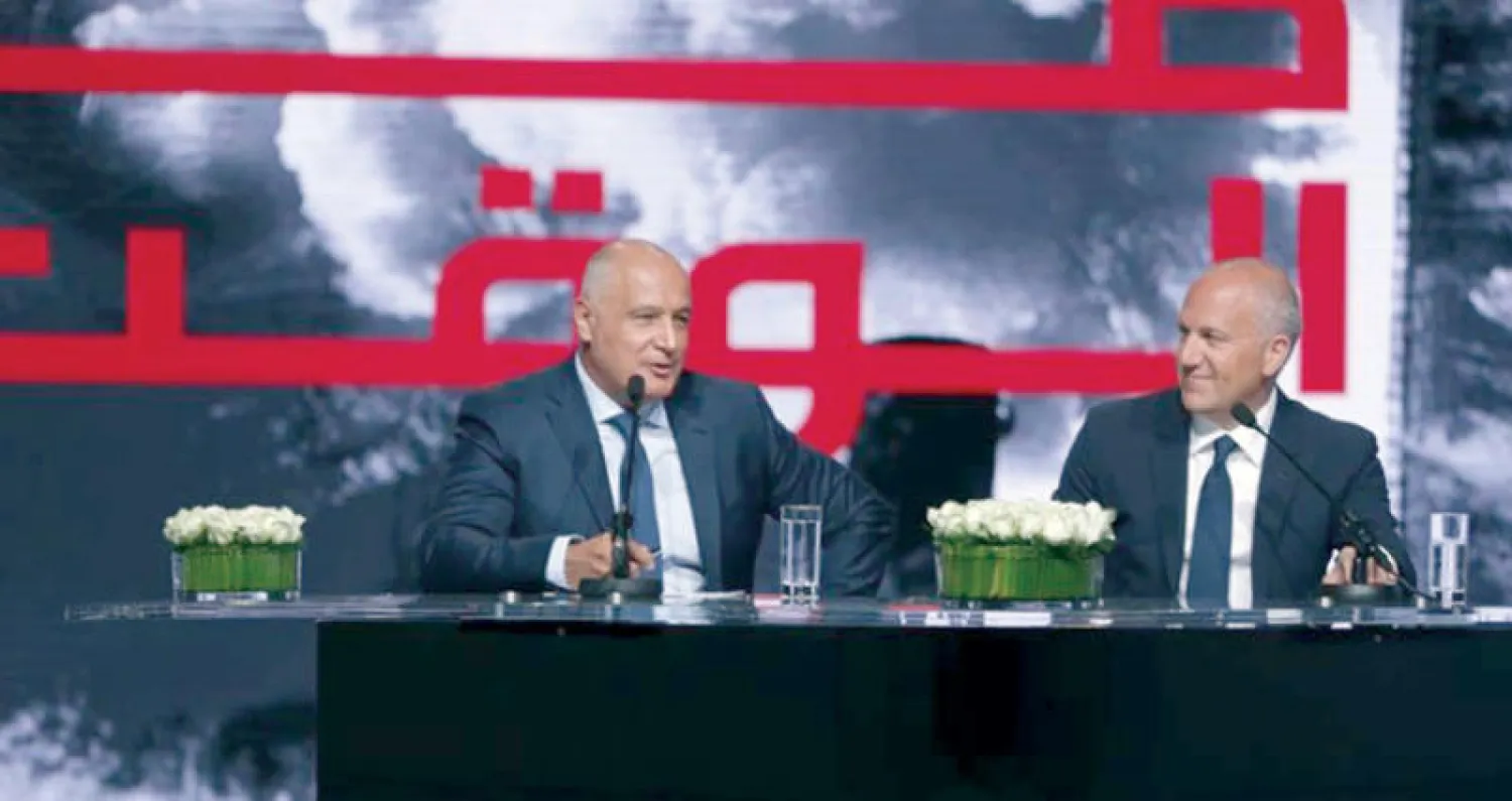 مارسيل غانم وميشال المر خلال المؤتمر الصحافي الذي عقد لإطلاق «صار الوقت»