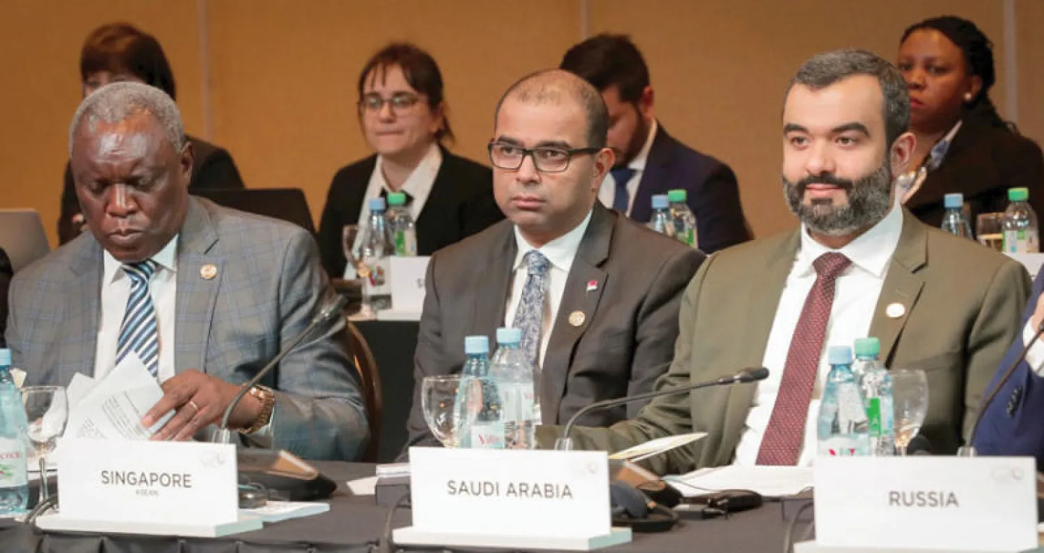 وزير الاتصالات وتقنية المعلومات المهندس عبد الله السواحة خلال اجتماعات وزراء الاتصالات والقطاعات الرقمية في مجموعة العشرين («الشرق الأوسط»)
