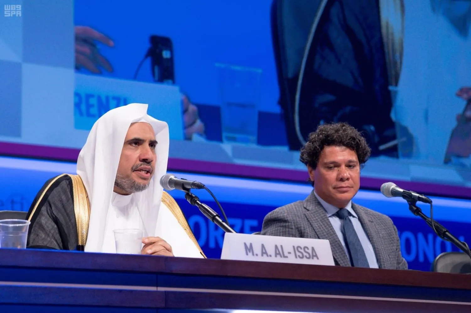 Muslim World League chief Dr. Mohammed bin Abdul-Karim Al-Isa speaks at an Italy conference. (SPA)
