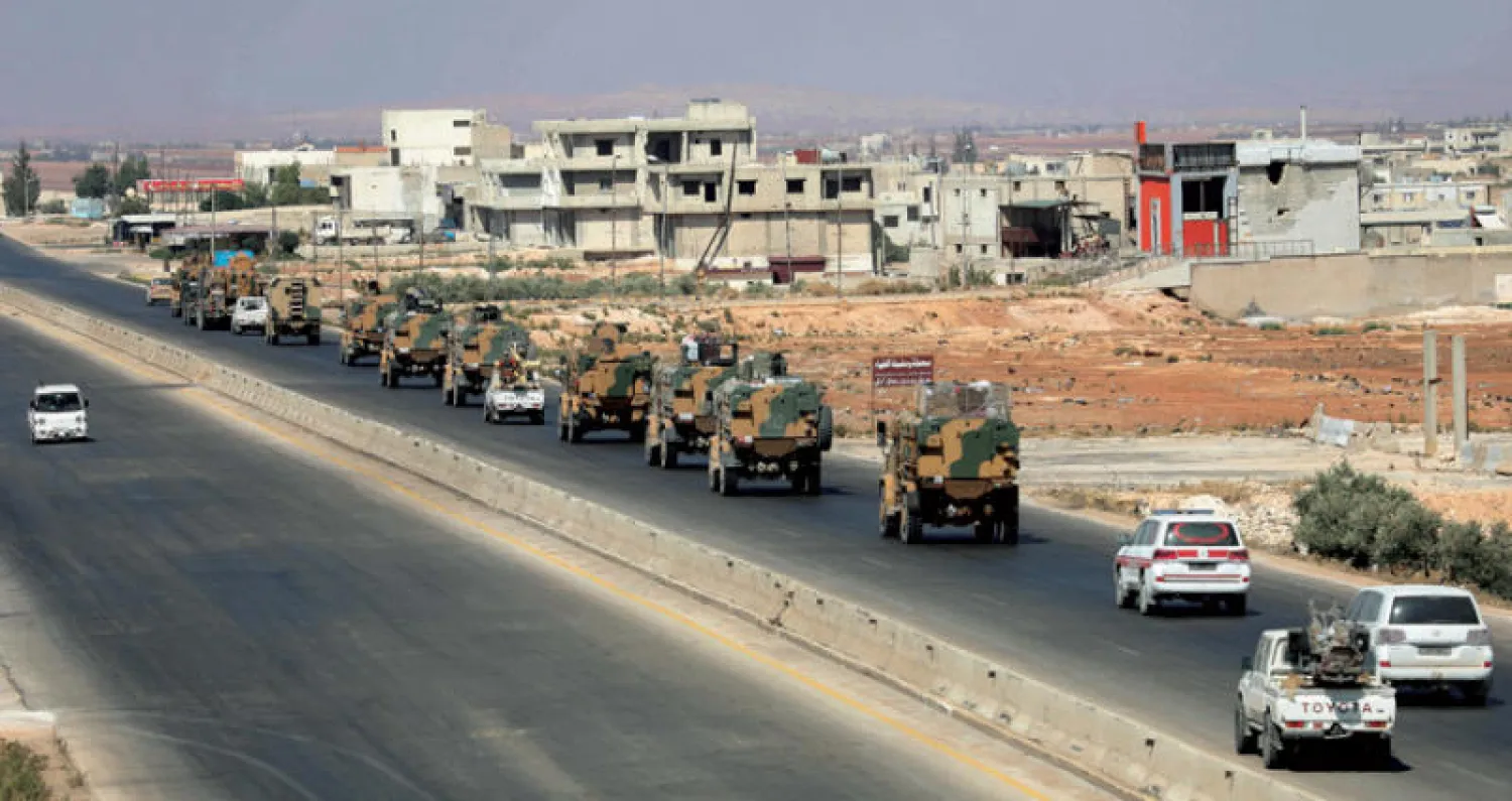 قافلة للجيش التركي في ريف إدلب أمس (أ.ف.ب)
