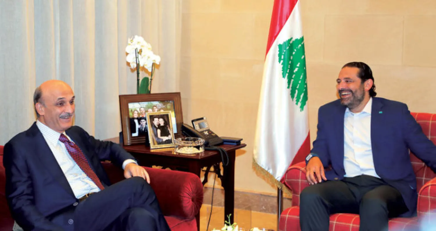 لقاء رئيس الحكومة المكلف سعد الحريري ورئيس حزب «القوات» سمير جعجع مساء أول من أمس (دالاتي ونهرا)