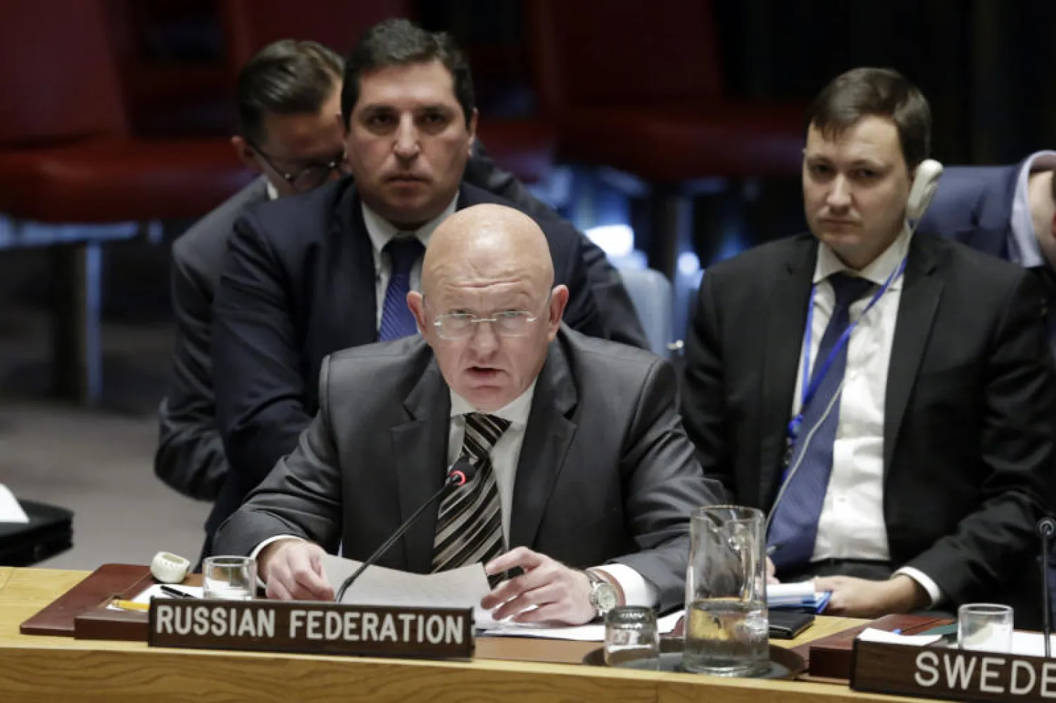 المندوب الروسي الدائم لدى الأمم المتحدة فاسيلي نيبنزيا (أ.ب)