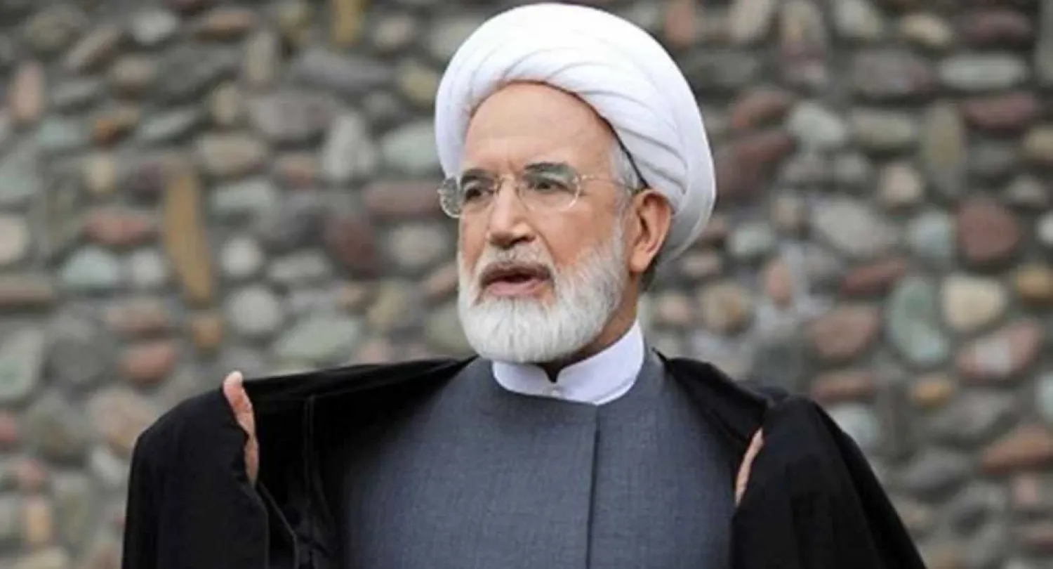 Mehdi Karroubi speaks during a press conference in Tehran in 2008