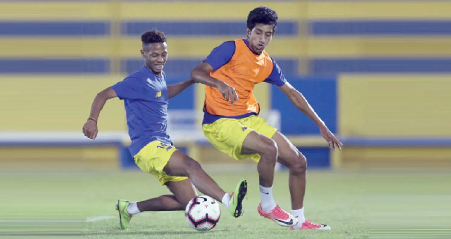 لاعبو النصر خلال التدريبات أمس (المركز الإعلامي بنادي النصر)